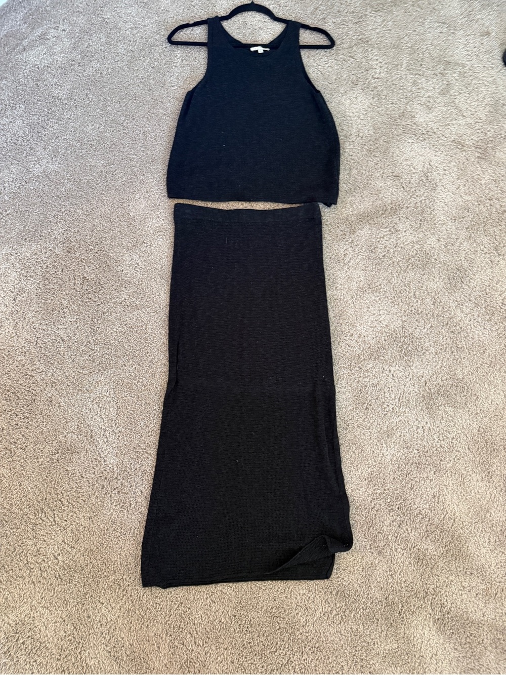 Z Supply Black Ribbed Midi Skirt